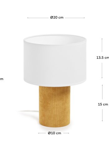 KAVE HOME Bianella bordlampe til brn - stof og sennepsgul fljl (H:29)