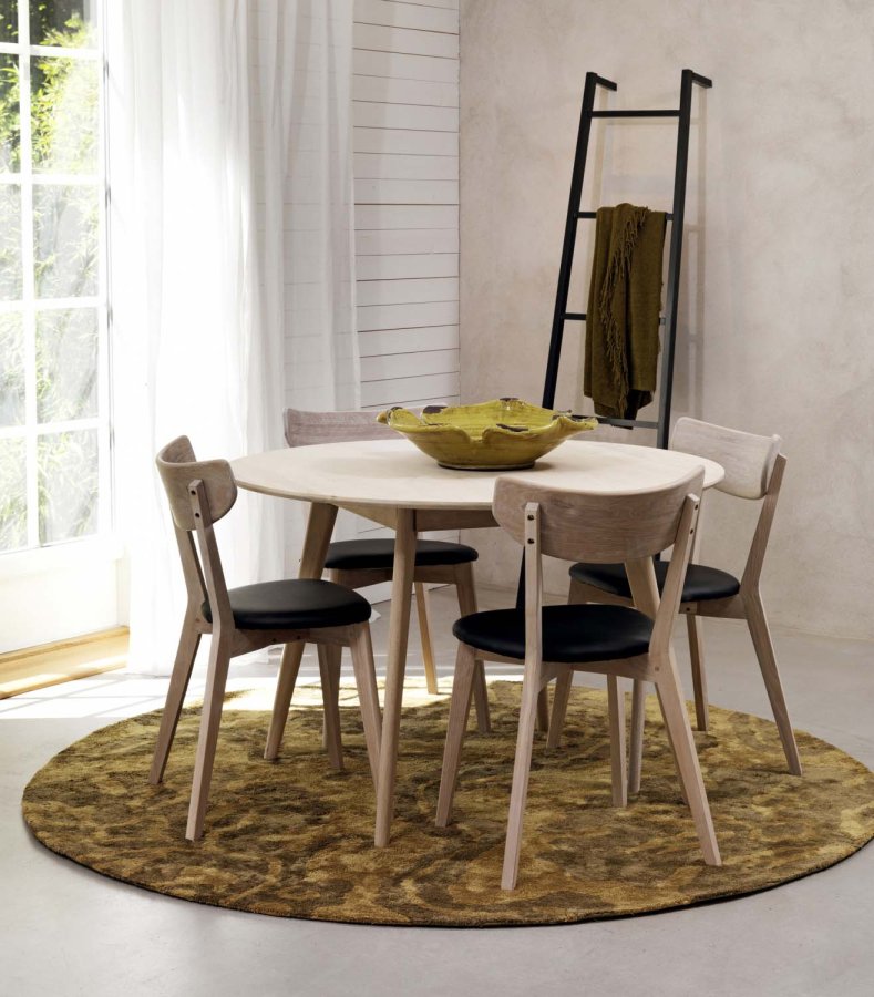 ROWICO Ami spisebordsstol - hvidpigmenteret eg og sort PU lder