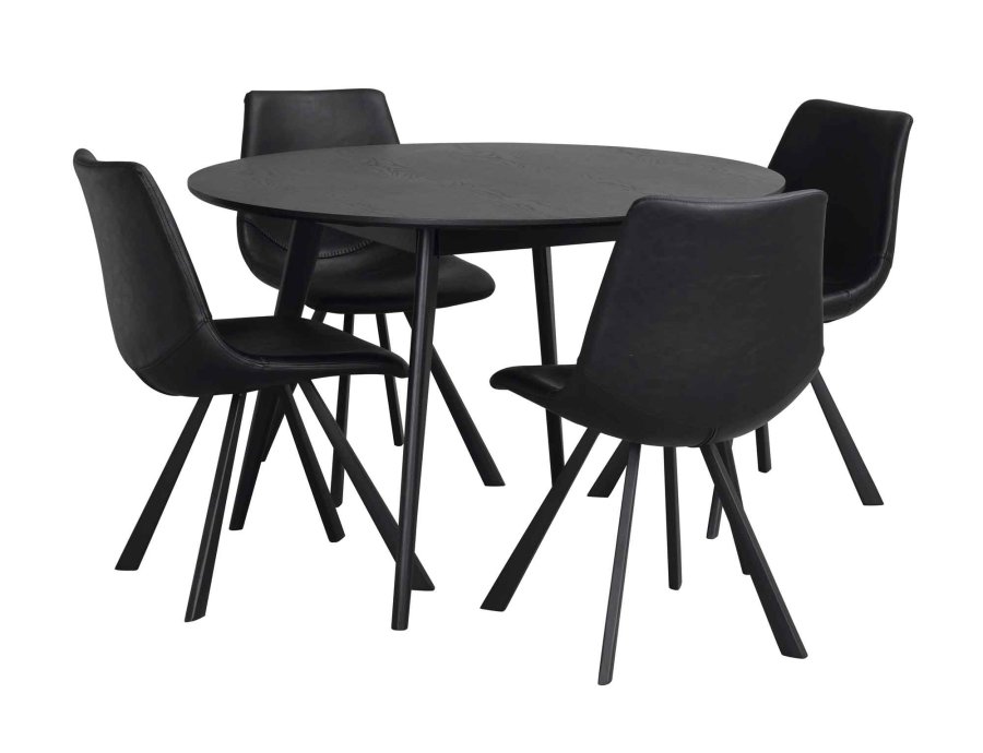 ROWICO Yumi spisebord - sort asketr, rundt (115)