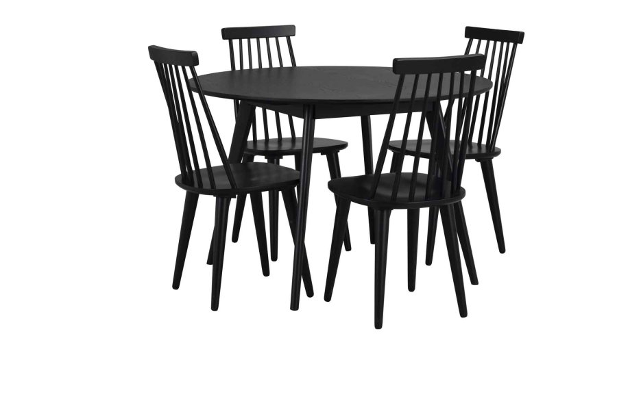 ROWICO Yumi spisebord - sort asketr, rundt (115)