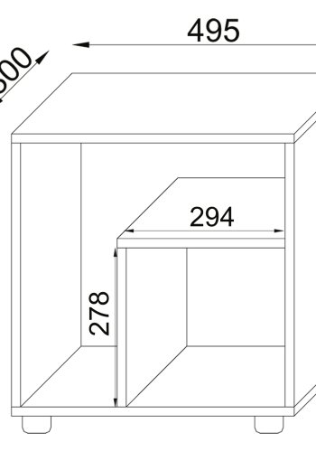 VCM NORDIC Zeito sidebord, m. 2 rum - antracitgr/natur tr (50x30)