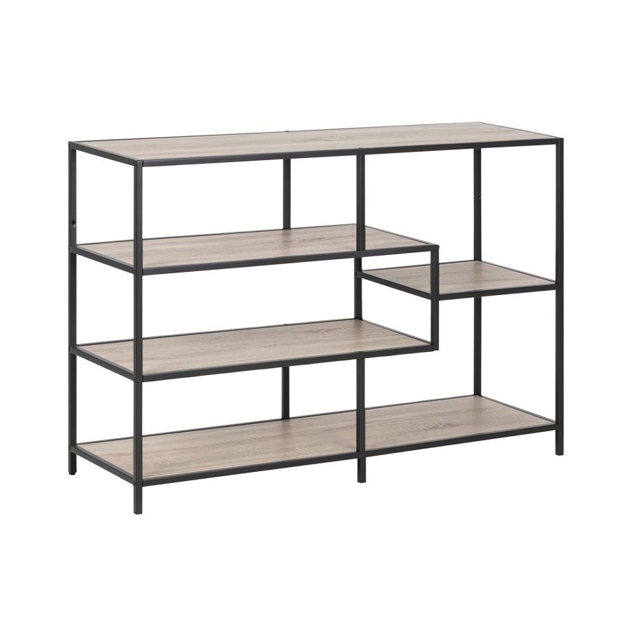 ACT NORDIC rektangulr Seaford bogreol - natur papir sonoma eg og sort metal