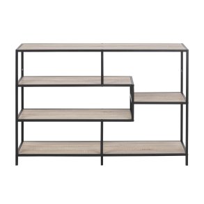 ACT NORDIC rektangulr Seaford bogreol - natur papir sonoma eg og sort metal