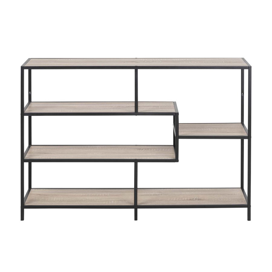 ACT NORDIC rektangulr Seaford bogreol - natur papir sonoma eg og sort metal