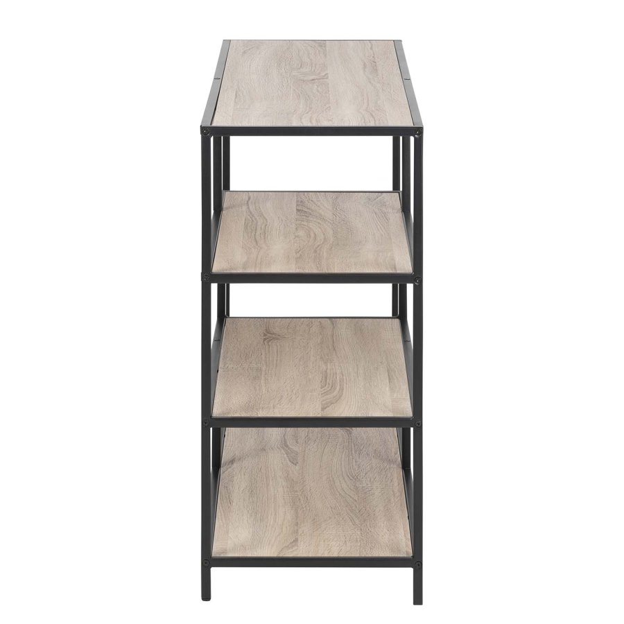 ACT NORDIC rektangulr Seaford bogreol - natur papir sonoma eg og sort metal