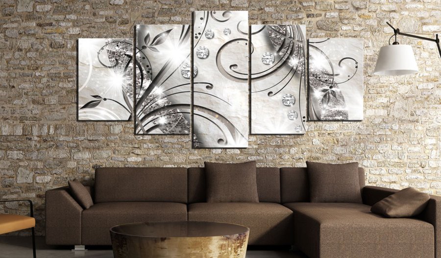 ARTGEIST Diamond twig - Abstrakt billede med diamanter trykt p lrred - Flere strrelser