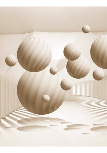 ARTGEIST Fototapet af flyvende kugler - Beige Balls (flere strrelser)