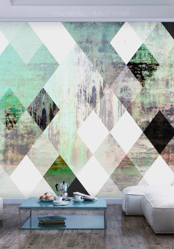 ARTGEIST Fototapet - Rhombic Chessboard (Green), anderledes skak (flere strrelser)