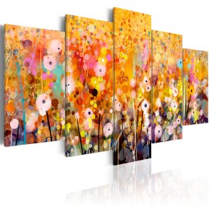 ARTGEIST Amber Garden - Kunstnerisk billede med rav-blomster trykt p lrred - Flere strrelser