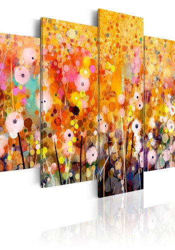 ARTGEIST Amber Garden - Kunstnerisk billede med rav-blomster trykt p lrred - Flere strrelser