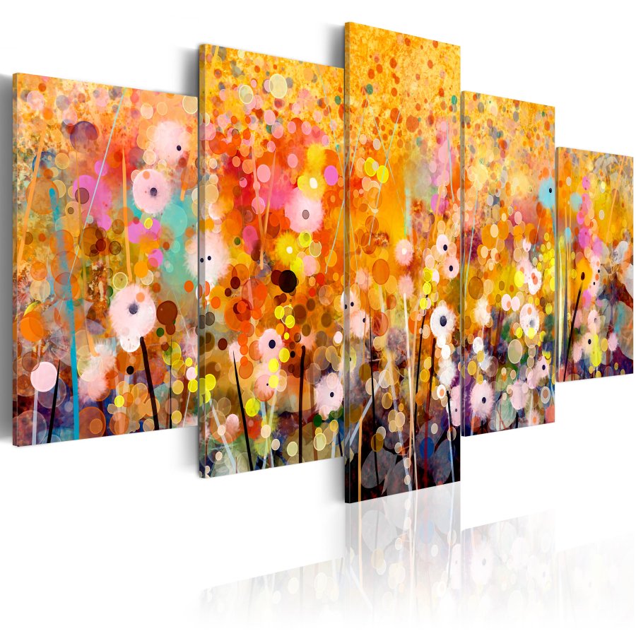 ARTGEIST Amber Garden - Kunstnerisk billede med rav-blomster trykt p lrred - Flere strrelser