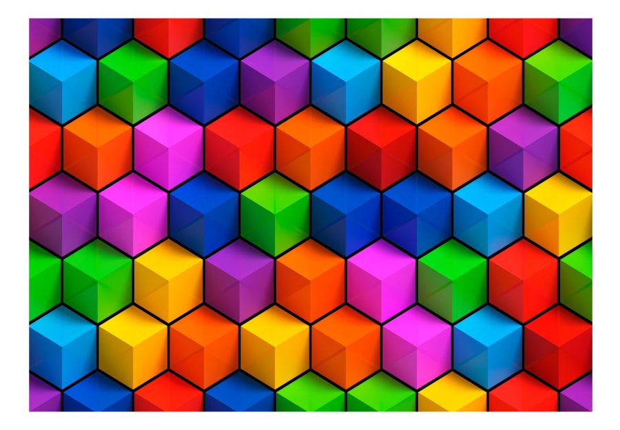 ARTGEIST fototapet - Colorful Geometric Boxes, farverig 3D effekt (flere strrelser)