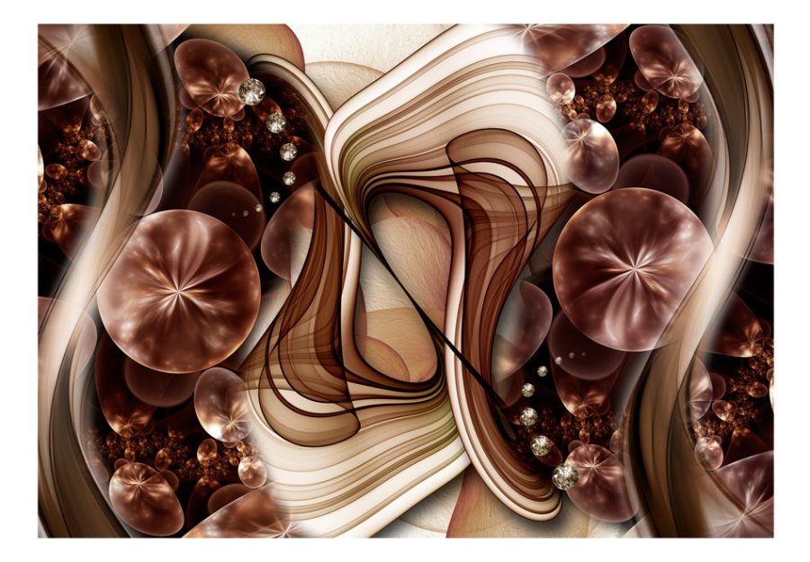 ARTGEIST fototapet - Cabinet of Curiosities, brunt og cremefarvet moderne mnster (flere strrelser)