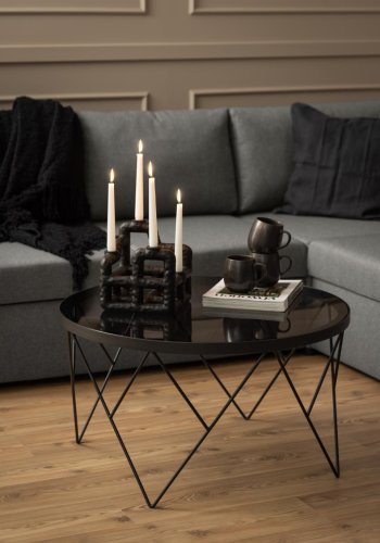 ACT NORDIC Halstow sofabord, rund - rgfarvet glas og sort stl (80)