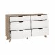 TVILUM Ikast Dobbeltkommode 6 skuffer, Jackson Hickory / Hvid, 155,7 x 39,8 x 92,2 cm