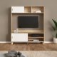 TVILUM Ikast TV-vg med 2 skydedre, Jackson Hickory/Hvid, 158,7 x 48,35 x 180,9 cm