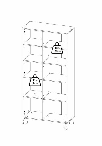 TVILUM Ikast porcelnsskab 2 lger, Jackson Hickory/Hvid, 88,7 x 39,8 x 188,2 cm