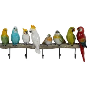 KARE DESIGN Exotic Birds knagerkke, m. 5 knager - multifarvet polyresin og stl