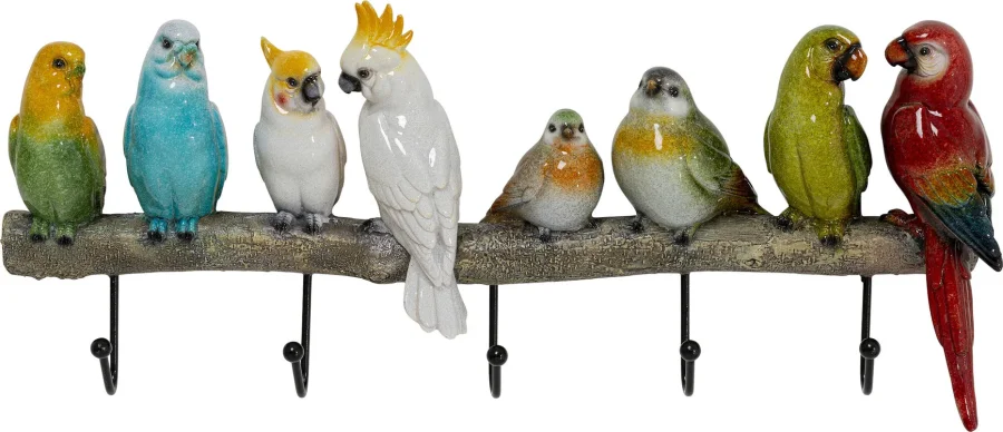 KARE DESIGN Exotic Birds knagerkke, m. 5 knager - multifarvet polyresin og stl