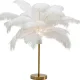 KARE DESIGN Feather Palm bordlampe - hvid strudsefjer og messing stl