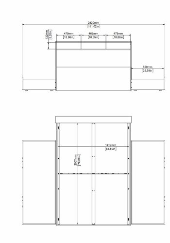 TVILUM Ikast Seng med 2 skuffer 140x200, Jackson Hickory / Hvid, 149,8 x 216 x 96,8 cm