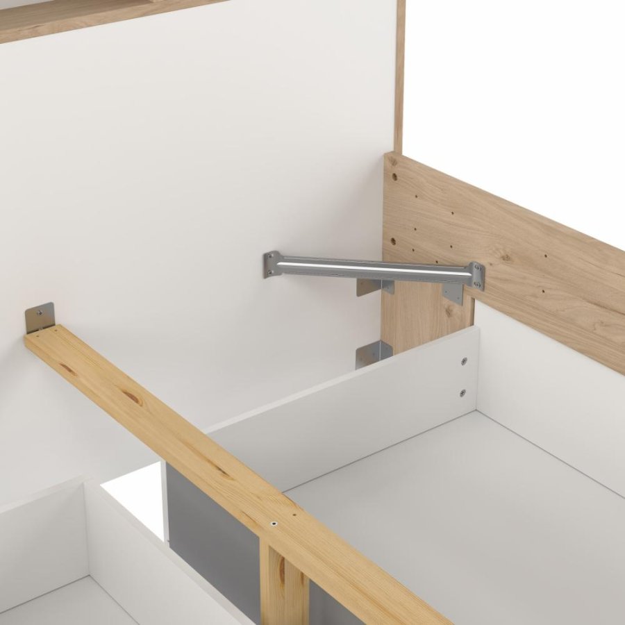 TVILUM Ikast Seng med 2 skuffer 140x190, Jackson Hickory/Hvid, 149,8 x 206 x 96,8 cm