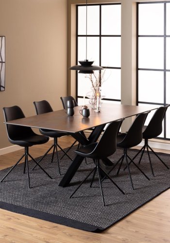 ACT NORDIC Heaven spisebord, rektangulr - rustbrun keramik og sort stl (200x100)