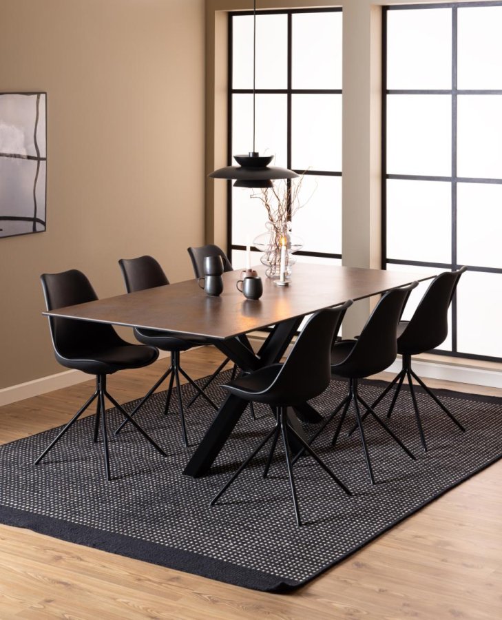 ACT NORDIC Heaven spisebord, rektangulr - rustbrun keramik og sort stl (200x100)