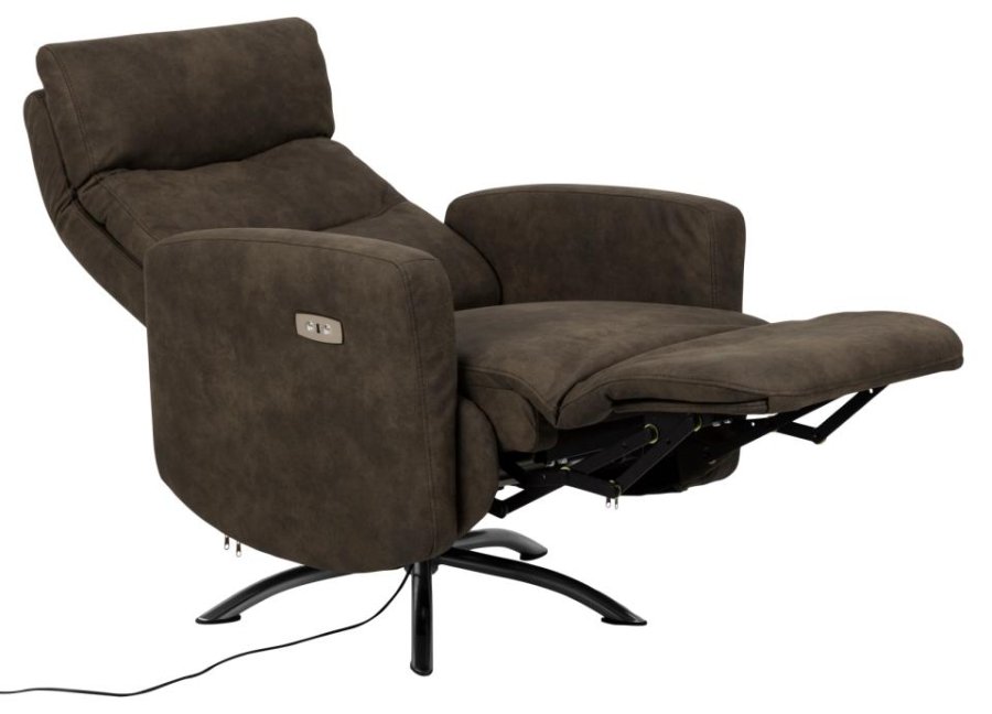 ACT NORDIC Kamares recliner, m. el, C stik, USB-A, drejefunktion - antracitgr stof og sort stl