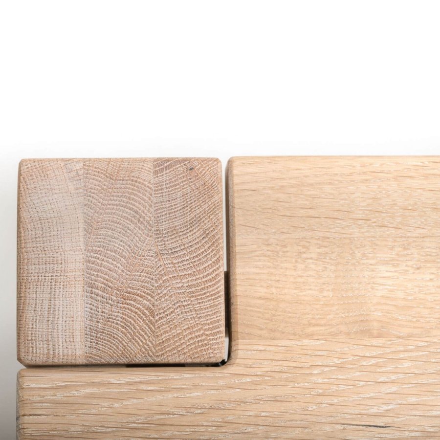 NocNoi Aakjr langbord - Massivt vildeg, m. firkantet ben, m. udtrk, (300x95)