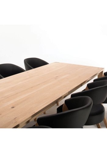 NocNoi Brokholm spisebordsstol - sort imiteret lder og ben i egetr, m. armln