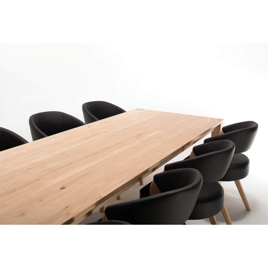 NocNoi Brokholm spisebordsstol - sort imiteret lder og ben i egetr, m. armln