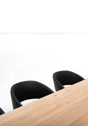 NocNoi Brokholm spisebordsstol - sort imiteret lder og ben i egetr, m. armln