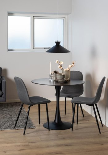 ACT NORDIC Celia spisebordsstol - mrkegr stof og sort stl