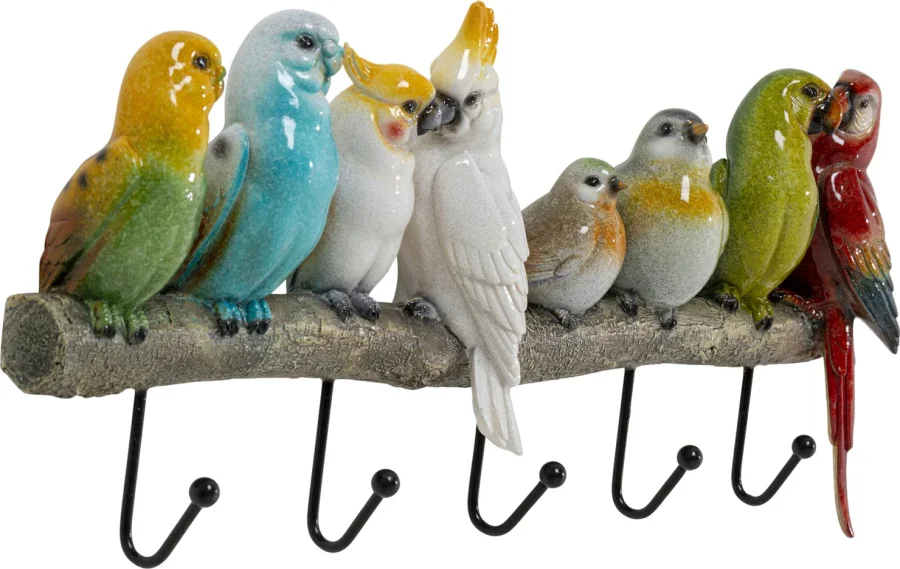 KARE DESIGN Exotic Birds knagerkke, m. 5 knager - multifarvet polyresin og stl