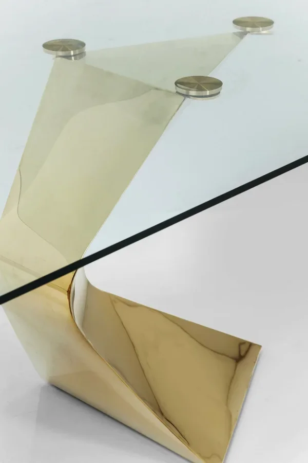 KARE DESIGN Gloria spisebord, rektangulr - klar glas og guld stl (200x100)