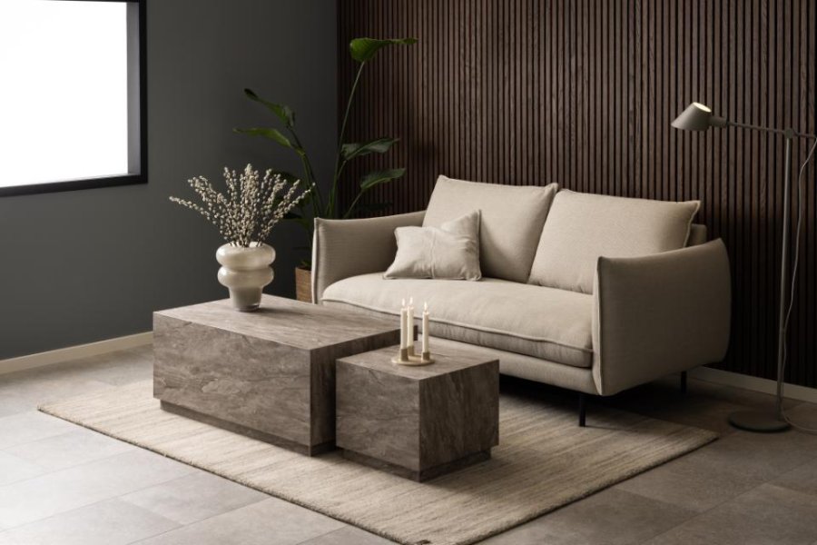 ACT NORDIC Dice sofabord, rektangulr/kvadratisk - gr papir med River marmormnster (st af 2)