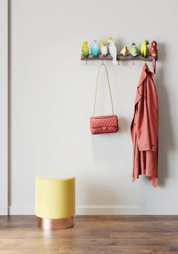 KARE DESIGN Exotic Birds knagerkke, m. 5 knager - multifarvet polyresin og stl