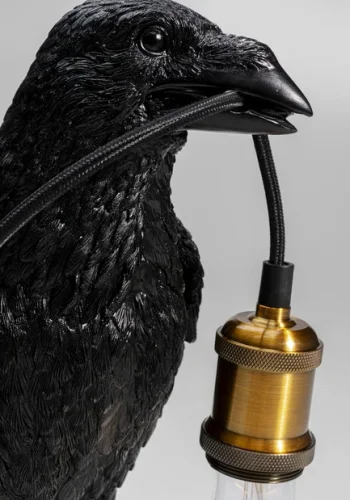 KARE DESIGN Animal Crow bordlampe - mat sort polyresin og kobber aluminium