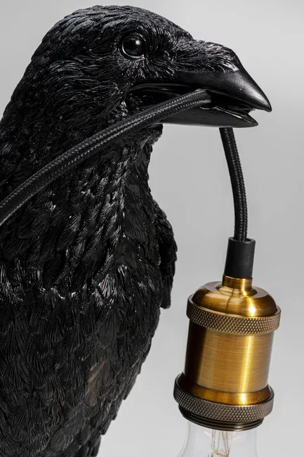 KARE DESIGN Animal Crow bordlampe - mat sort polyresin og kobber aluminium