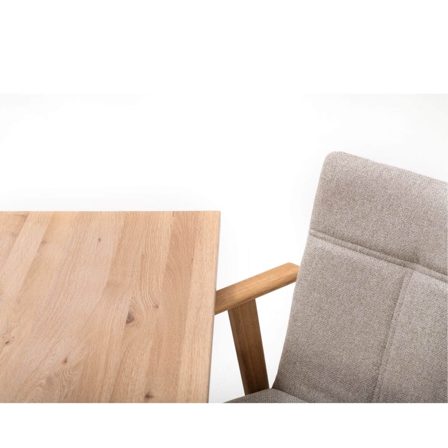 NocNoi Ven spisebordsstol med armln, stof og massivt egetr