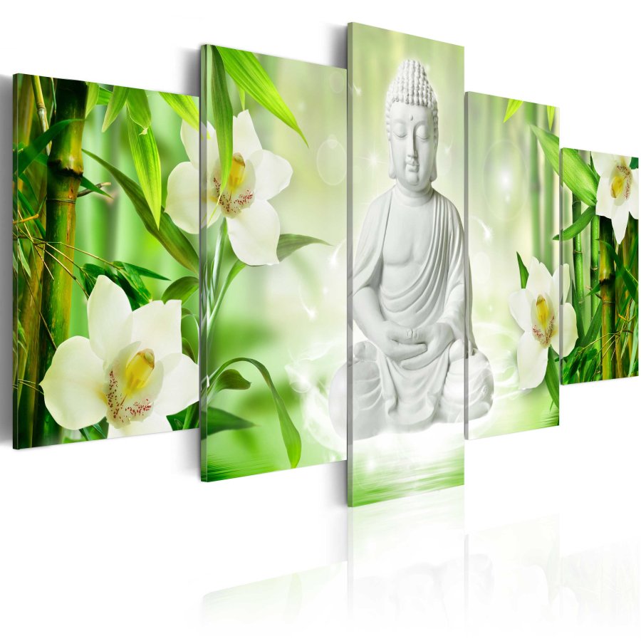 ARTGEIST Buddha and jasmine - Zen billede af Buddha trykt p lrred - Flere strrelser