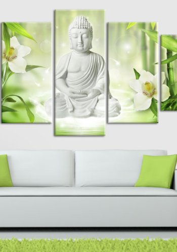 ARTGEIST Buddha and jasmine - Zen billede af Buddha trykt p lrred - Flere strrelser