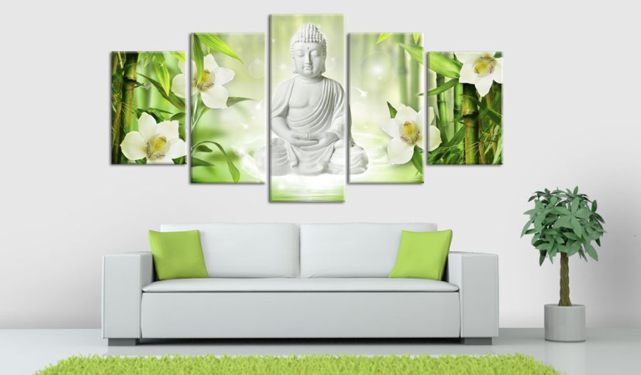 ARTGEIST Buddha and jasmine - Zen billede af Buddha trykt p lrred - Flere strrelser