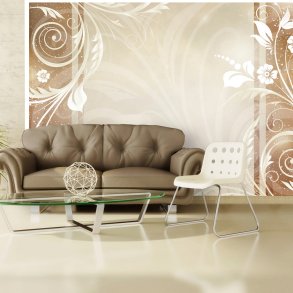 ARTGEIST - Fototapet med flotte blomster motiver p beige baggrund - Flere strrelser