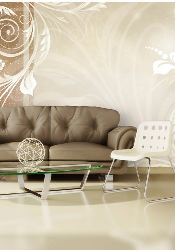 ARTGEIST - Fototapet med flotte blomster motiver p beige baggrund - Flere strrelser