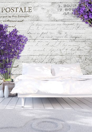 ARTGEIST - Fototapet med lavendel p baggrund af gammelt tr - Flere strrelser