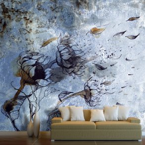 ARTGEIST fototapet - In the arms of the wind, tegnet blomst p murstensvg (flere strrelser)