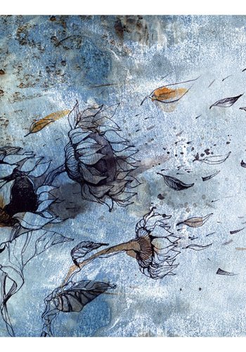 ARTGEIST fototapet - In the arms of the wind, tegnet blomst p murstensvg (flere strrelser)