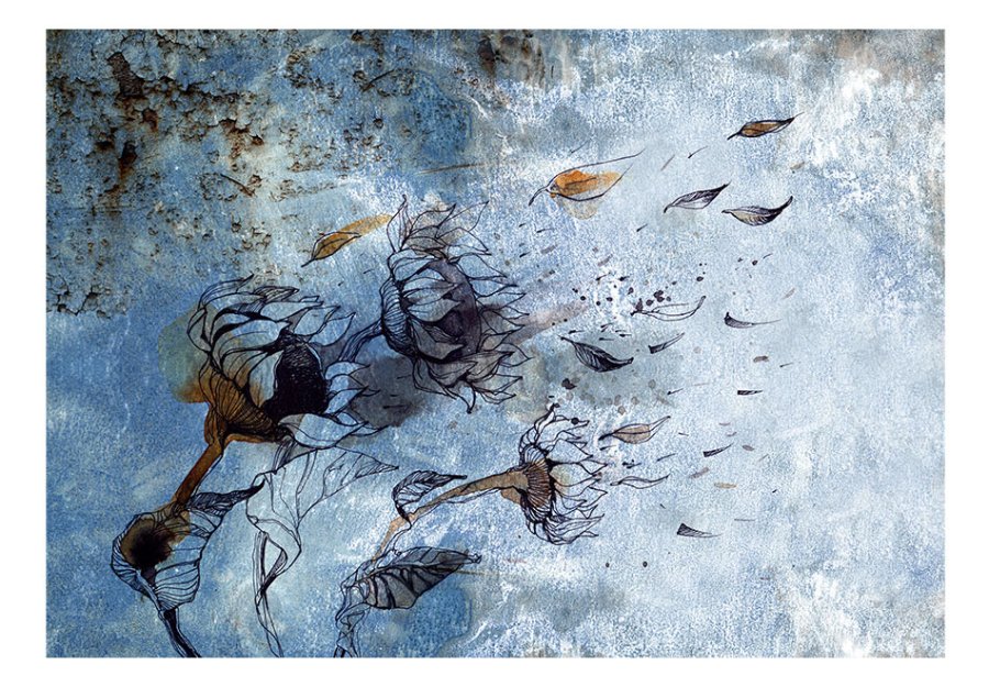 ARTGEIST fototapet - In the arms of the wind, tegnet blomst p murstensvg (flere strrelser)